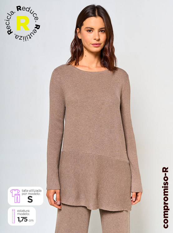 SWEATER MUJER CACHAREL CUELLO REDONDO CON LANA - 1