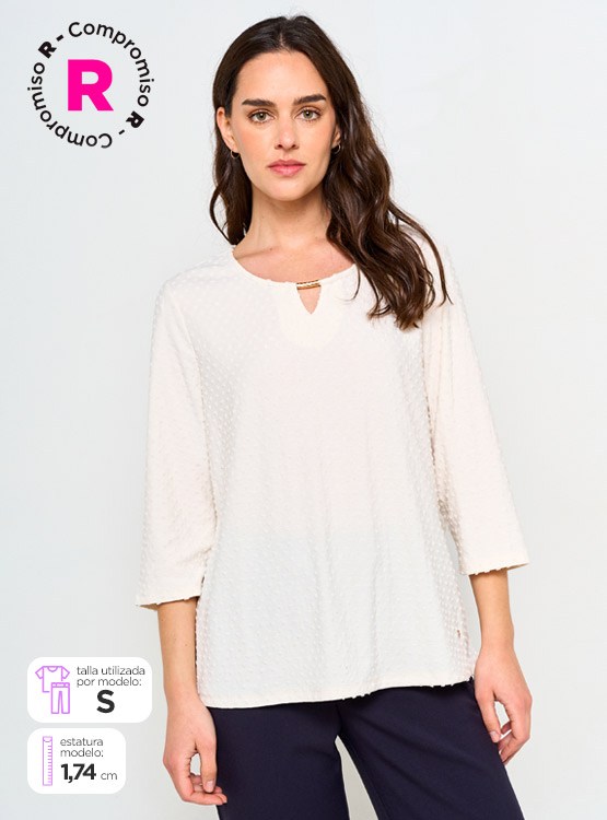 POLERA CACHAREL MANGA 3/4 CUELLO REDONDO