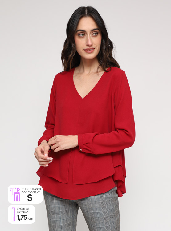 Blusa De Manga Larga S.Oliver Para Mujer - Con Cuello En V | Corte Clásico Y Versátil Para El Día A Día