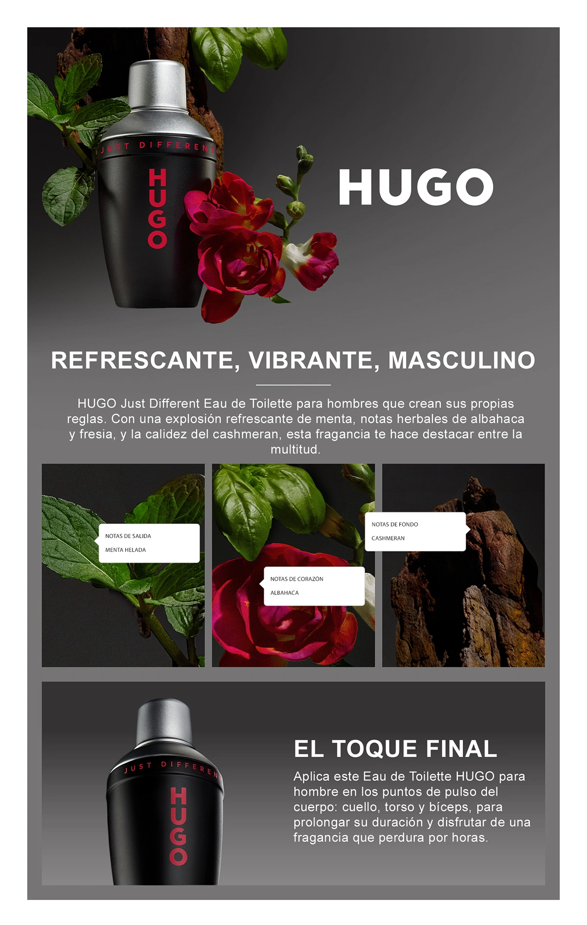 PERFUME HUGO JUST DIFFERENT EAU DE PARFUM PARA HOMBRE 75 ML