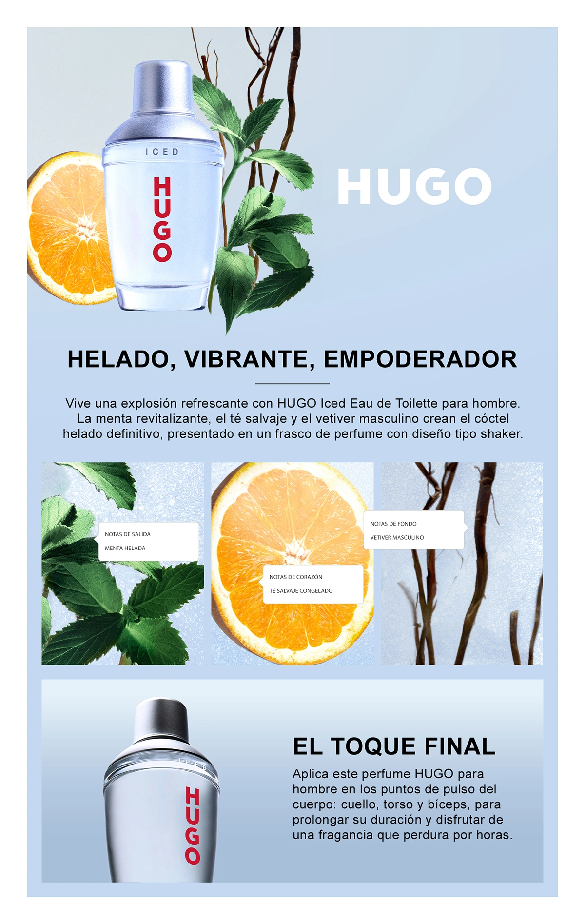 PERFUME HUGO ICED EAU DE TOILETTE PARA HOMBRE 75 ML