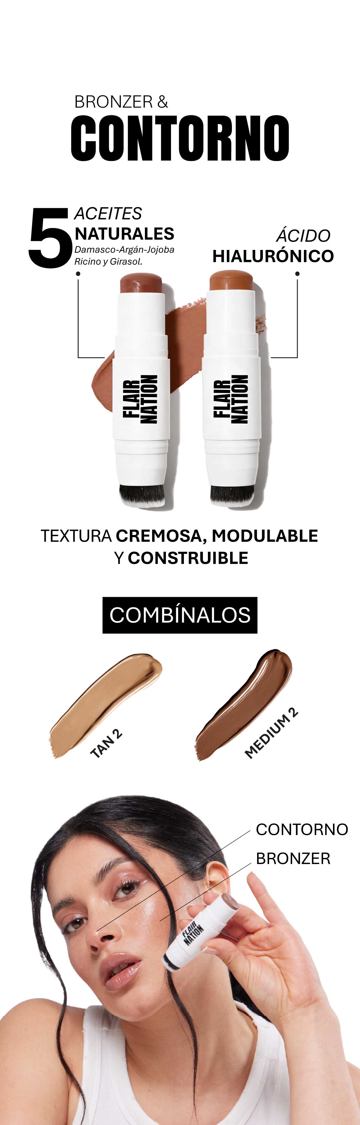 BRONZER EN BARRA FLAIR NATION TAN 2