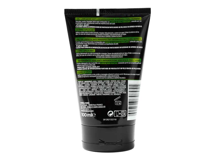 LIMPIADOR FACIAL LOREAL GEL MEN EXPERT PURE CHARCOAL 100 ML - 4