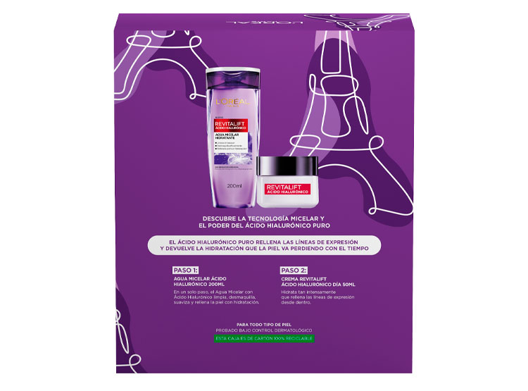 PACK LOREAL SKIN ACIDO HIALURONICO DIA + MICELAR - 6