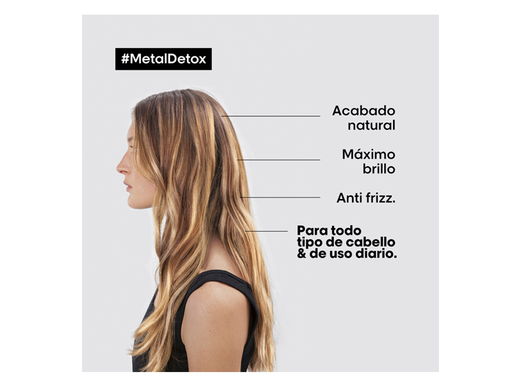 TRIO METAL DETOX ANTI-QUIEBRE CABELLO DAÑADO Y CON COLOR SHAMPOO 300 ML + MÁSCARA 250 ML + ACEITE 50 ML - 3
