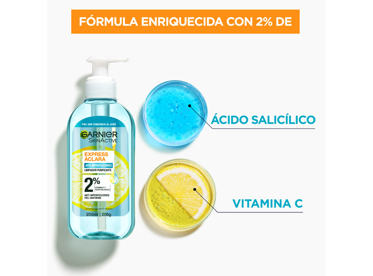 LIMPIADOR FACIAL GARNIER GEL ANTIIMPERFECCIONES EXPRESS ACLARA 200 ML - 3