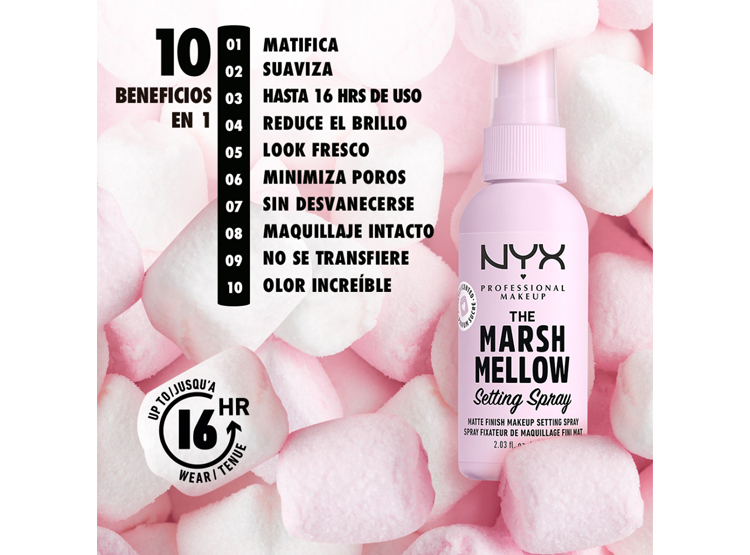 FIJADOR DE MAQUILLAJE NYX PROFESSIONAL MAKEUP MARSHMELLOW SETTING SPRAY 60 ML - 4