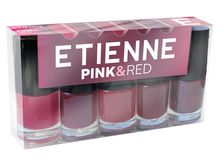 SET 5 ESMALTES DE UÑAS ETIENNE PINK&RED 11 ML - 1