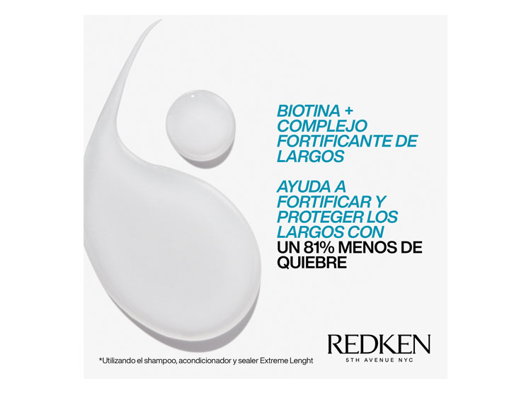 SET REDKEN FORTALECEDOR DE LARGOS CABELLO QUEBRADIZO EXTREME LENGTH SHAMPOO 300 ML + ACONDICIONADOR 300 ML - 5
