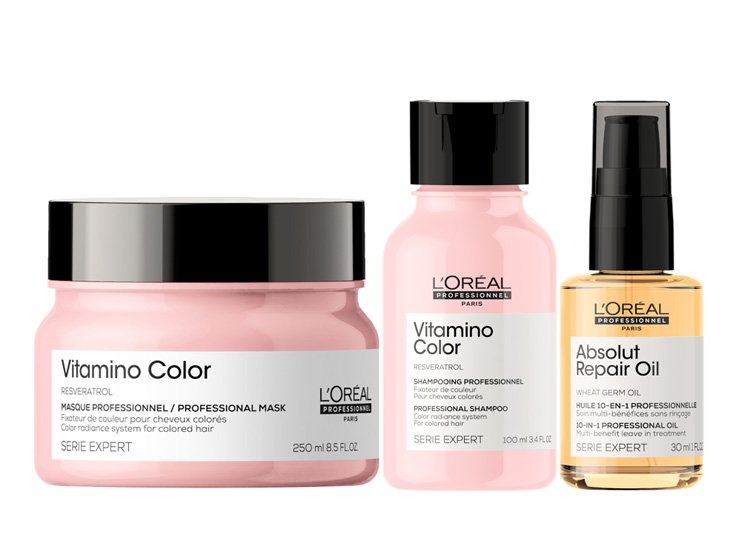 SET L'ÓREAL PROFESSIONNEL CUIDADO DEL COLOR VITAMINO COLOR MÁSCARA 250 ML + SHAMPOO 100 ML + ACEITE 30 ML - 1