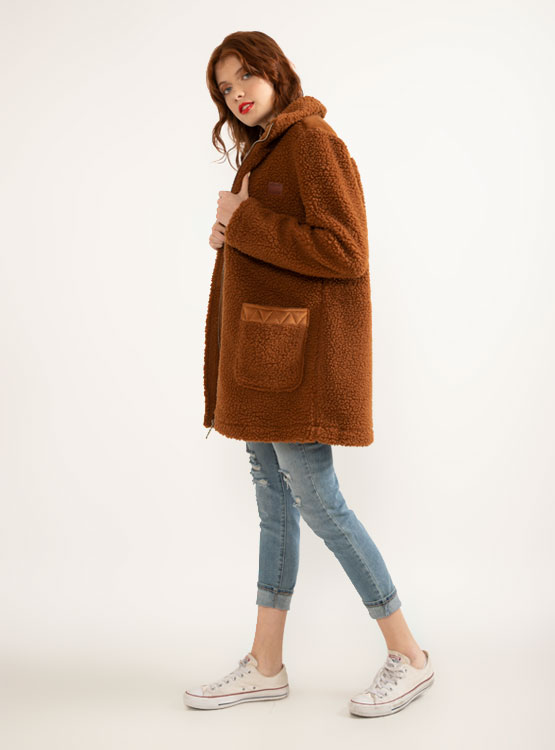 Ericcay Mujer Chaqueta Corto De Elegante Stand Cuero Sólido Sintético Cremallera Otoño Color Con