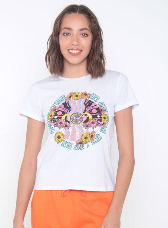 POLERA MANGA CORTA ALGODÓN MUJER BARBADOS GRÁFICA - 2