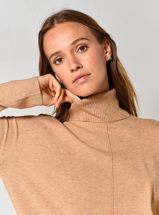 Suéter De Cuello Alto Para Mujer | Tejido Suave De Cachemira Y Tencel | Básico De Diario