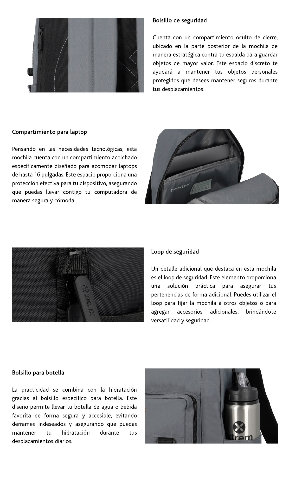 MOCHILA NOTEBOOK XTREM NEW JERSEY 4XT GRIS 16
