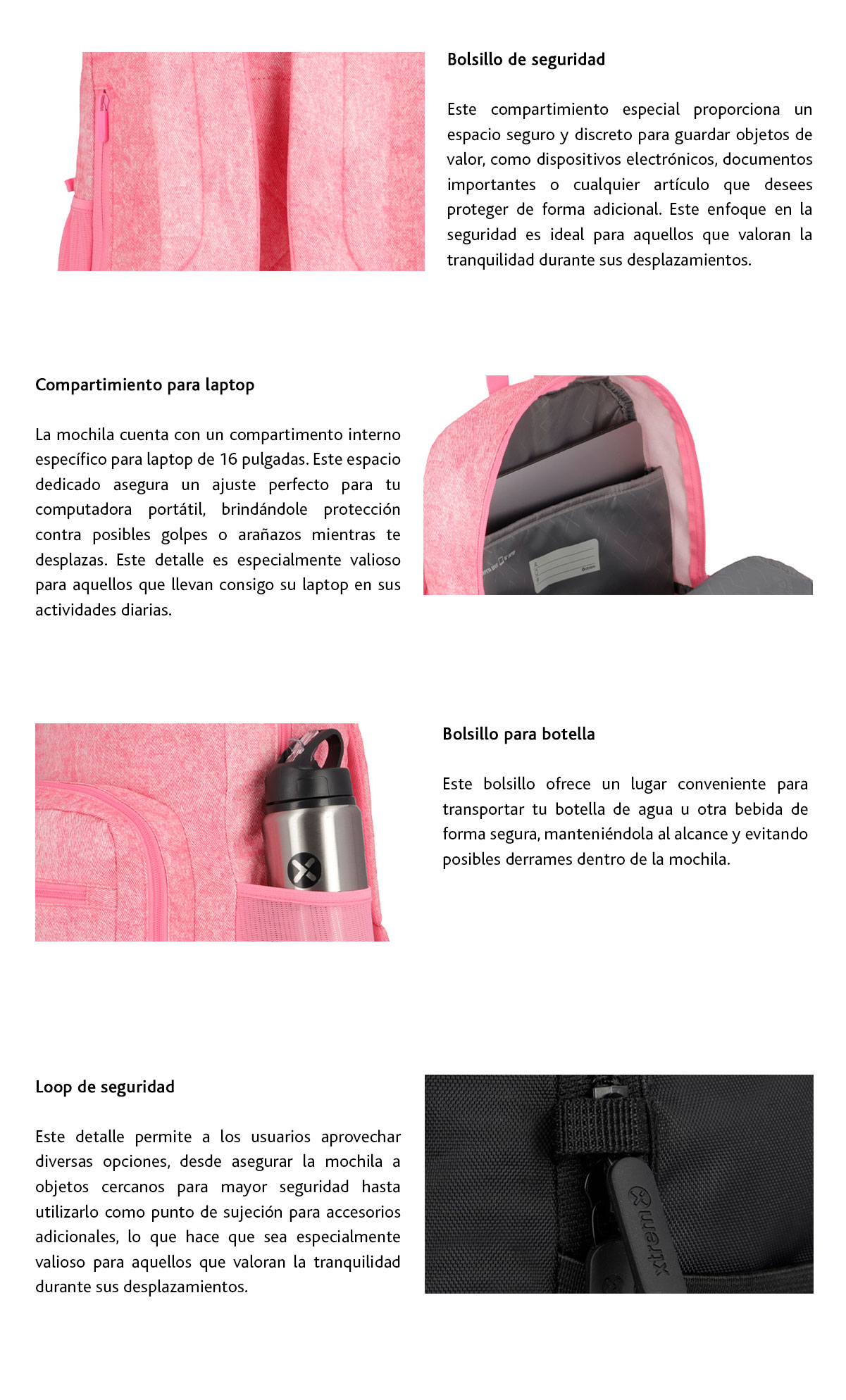 MOCHILA NOTEBOOK XTREM VITO 4XT ROSADO 16