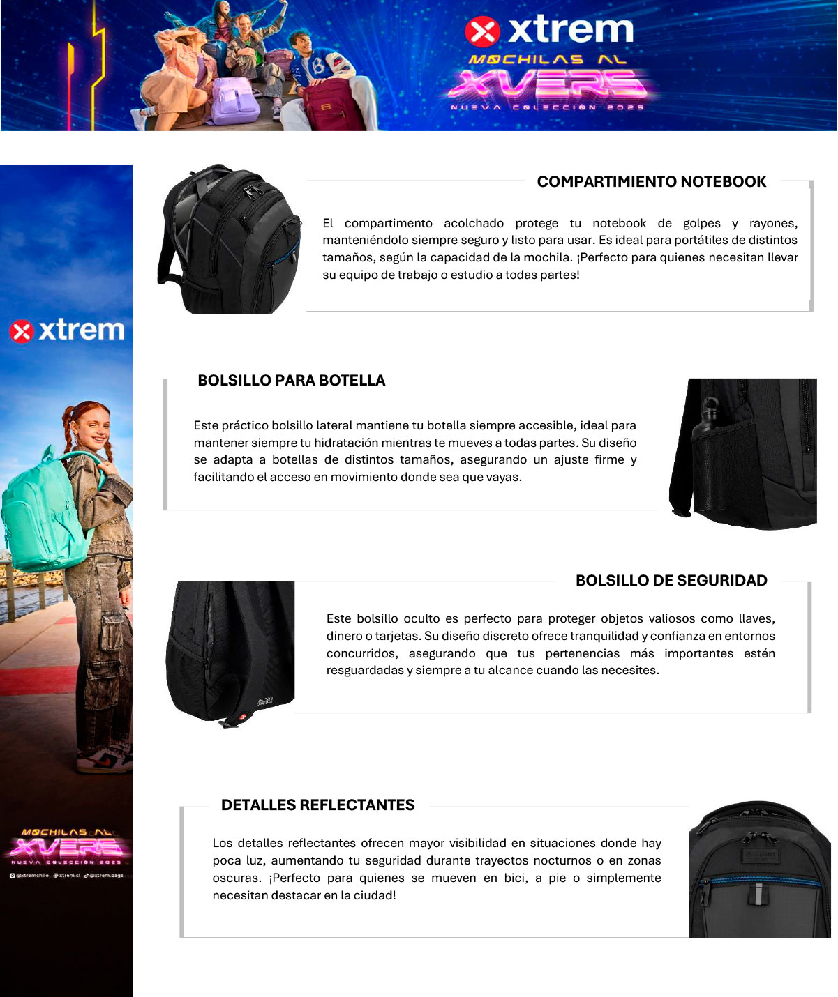 MOCHILA NOTEBOOK XTREM BROOKLYN 5XT NEGRO/AZUL 15
