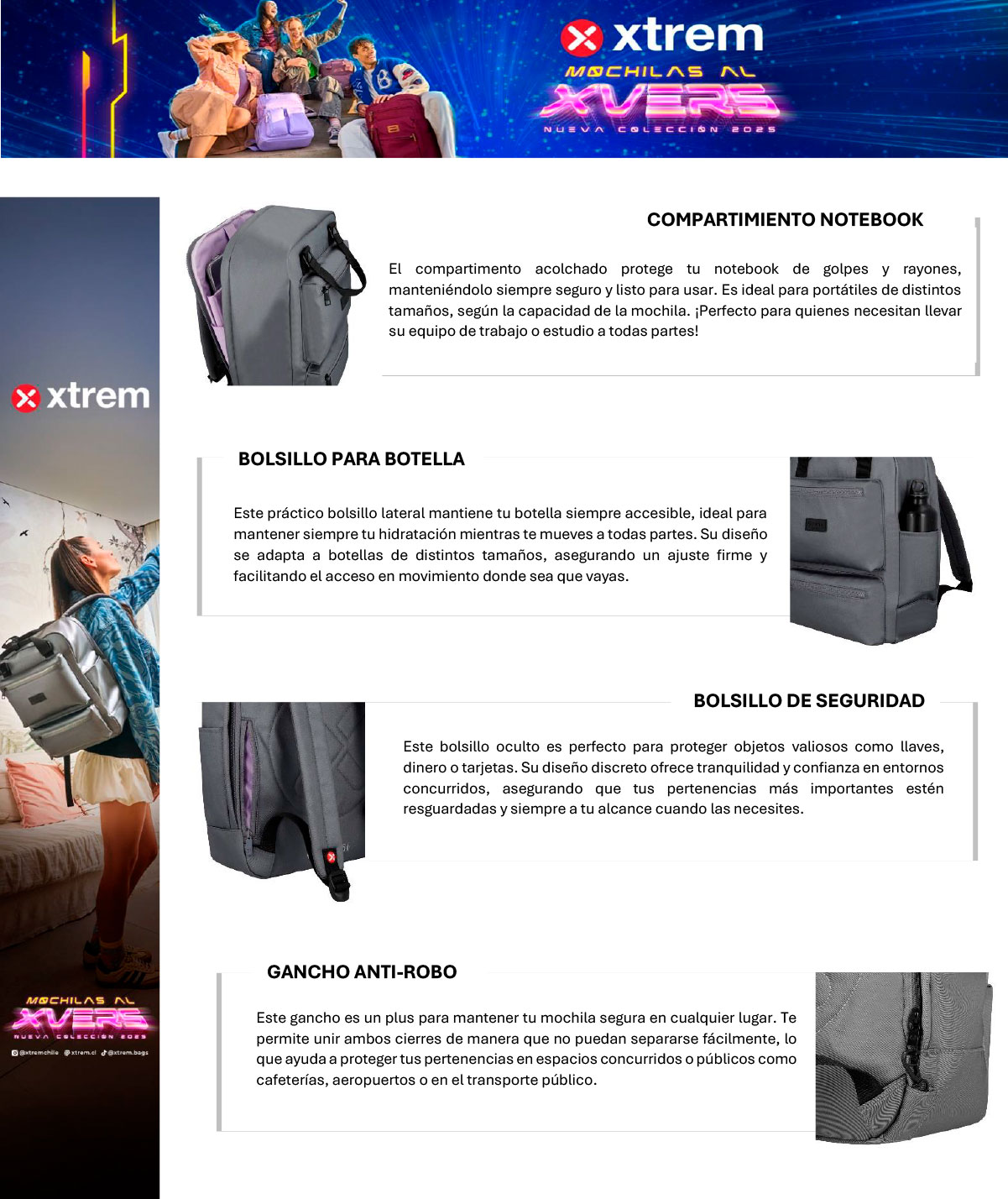 MOCHILA NOTEBOOK XTREM RONDA 5XT GRIS 15