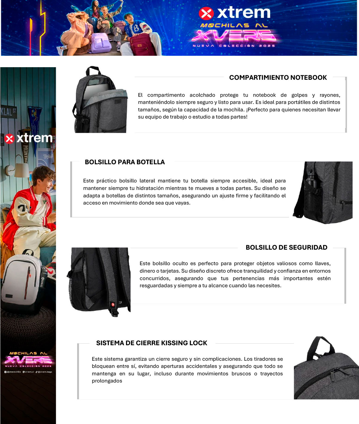 MOCHILA NOTEBOOK XTREM WYNWOOD 5XT GRIS 16
