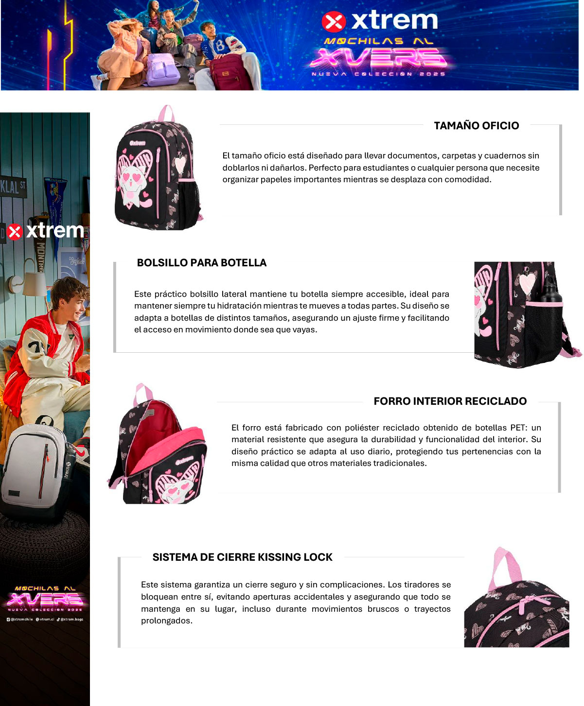 MOCHILA XTREM LOGAN 5XT GATO NEGRO