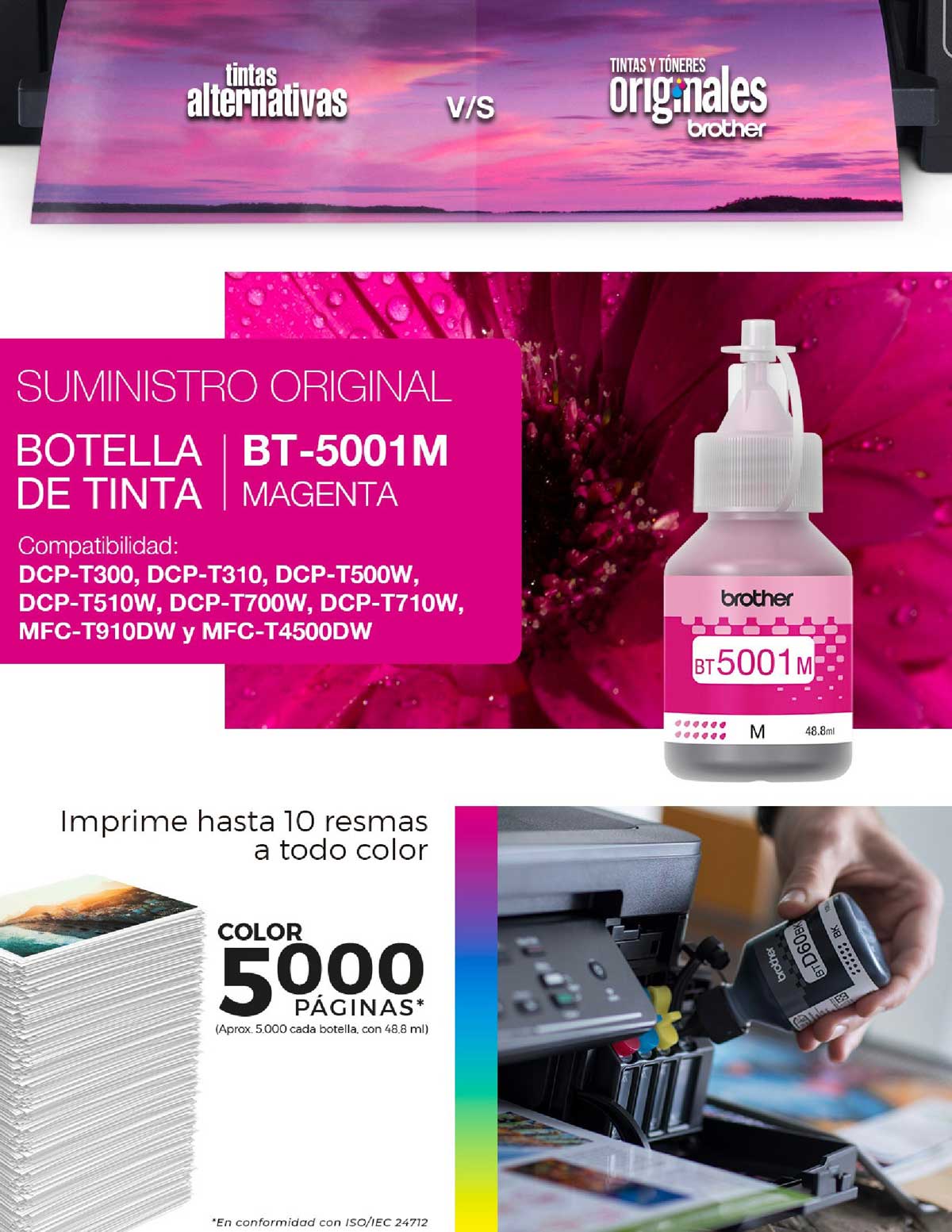 TINTA BROTHER BT5001M ROJO