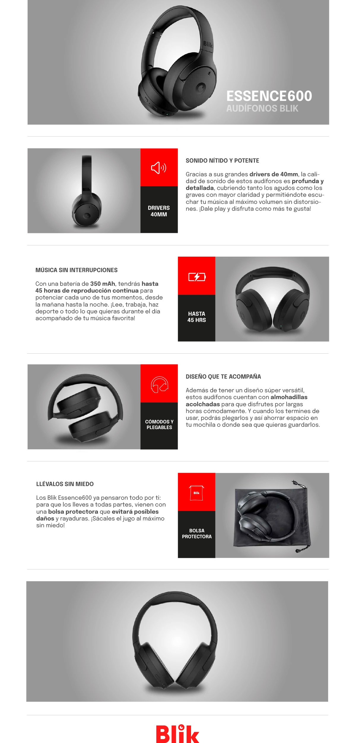 AUDÍFONOS BLIK ON EAR ESSENCE600 BLUETOOTH