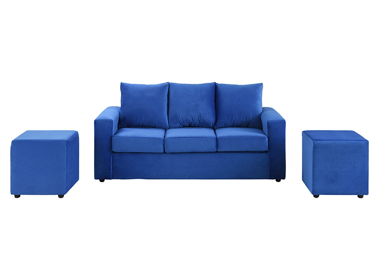 JUEGO DE LIVING BODEVIR SOFA KENDY FELPA 3 CUERPOS + 2 POUFS - 2