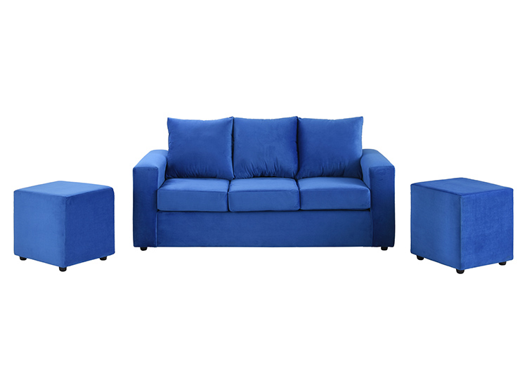 JUEGO DE LIVING BODEVIR SOFA KENDY FELPA 3 CUERPOS + 2 POUFS - 3