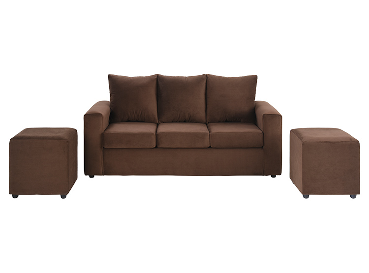 JUEGO DE LIVING BODEVIR SOFA KENDY FELPA 3 CUERPOS + 2 POUFS - 2