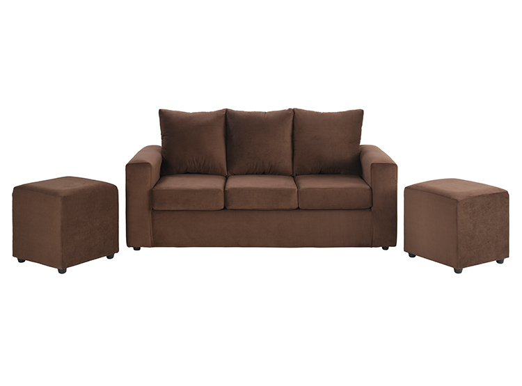 JUEGO DE LIVING BODEVIR SOFA KENDY FELPA 3 CUERPOS + 2 POUFS - 3