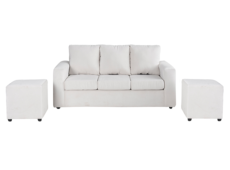 JUEGO DE LIVING BODEVIR SOFA KENDY FELPA 3 CUERPOS + 2 POUFS - 2
