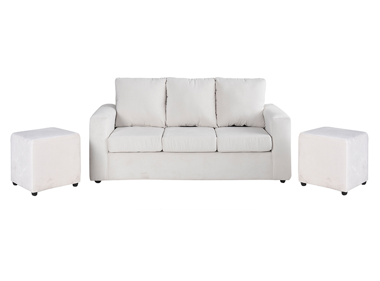 JUEGO DE LIVING BODEVIR SOFA KENDY FELPA 3 CUERPOS + 2 POUFS - 3