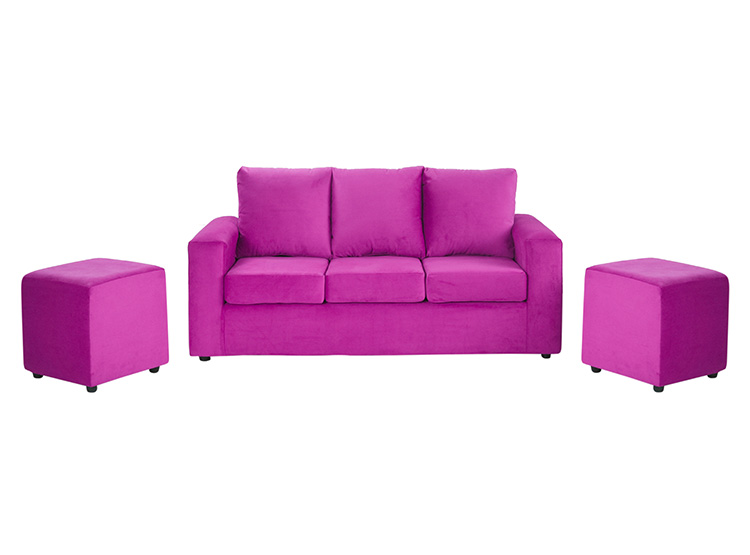 JUEGO DE LIVING BODEVIR SOFA KENDY FELPA 3 CUERPOS + 2 POUFS - 3