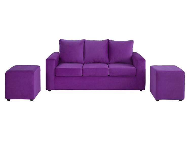 JUEGO DE LIVING BODEVIR SOFA KENDY FELPA 3 CUERPOS + 2 POUFS - 2