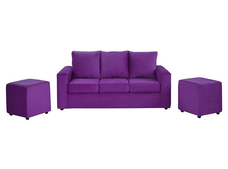 JUEGO DE LIVING BODEVIR SOFA KENDY FELPA 3 CUERPOS + 2 POUFS - 3
