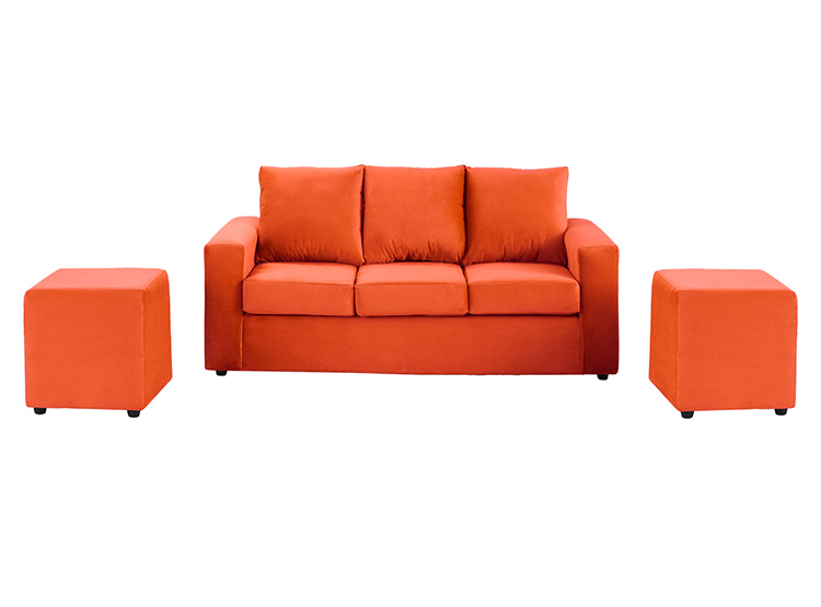 JUEGO DE LIVING BODEVIR SOFA KENDY FELPA 3 CUERPOS + 2 POUFS - 2