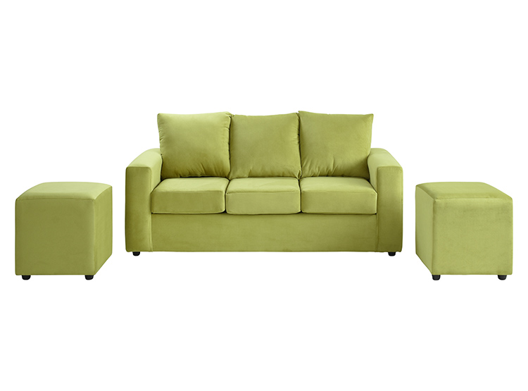 JUEGO DE LIVING BODEVIR SOFA KENDY FELPA 3 CUERPOS + 2 POUFS - 2