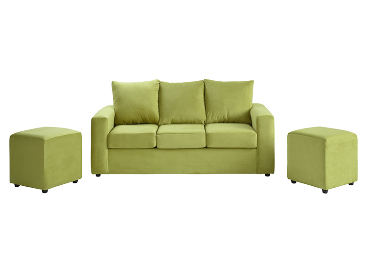 JUEGO DE LIVING BODEVIR SOFA KENDY FELPA 3 CUERPOS + 2 POUFS - 3