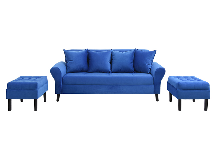 JUEGO DE LIVING BODEVIR SOFA LUA FELPA 3 CUERPOS + 2 POUFS - 2