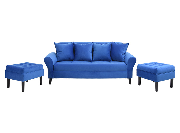 JUEGO DE LIVING BODEVIR SOFA LUA FELPA 3 CUERPOS + 2 POUFS - 3