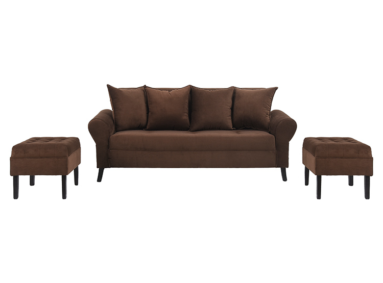 JUEGO DE LIVING BODEVIR SOFA LUA FELPA 3 CUERPOS + 2 POUFS - 2