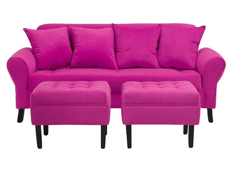JUEGO DE LIVING BODEVIR SOFA LUA FELPA 3 CUERPOS + 2 POUFS