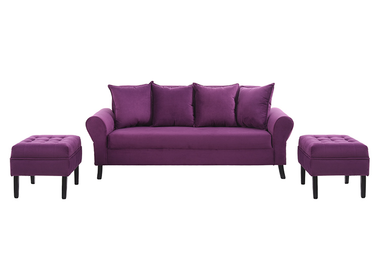 JUEGO DE LIVING BODEVIR SOFA LUA FELPA 3 CUERPOS + 2 POUFS - 2