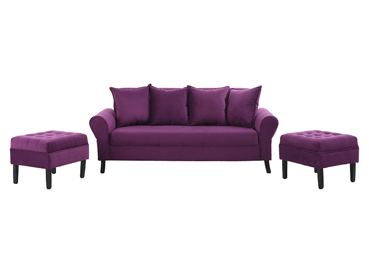 JUEGO DE LIVING BODEVIR SOFA LUA FELPA 3 CUERPOS + 2 POUFS - 3
