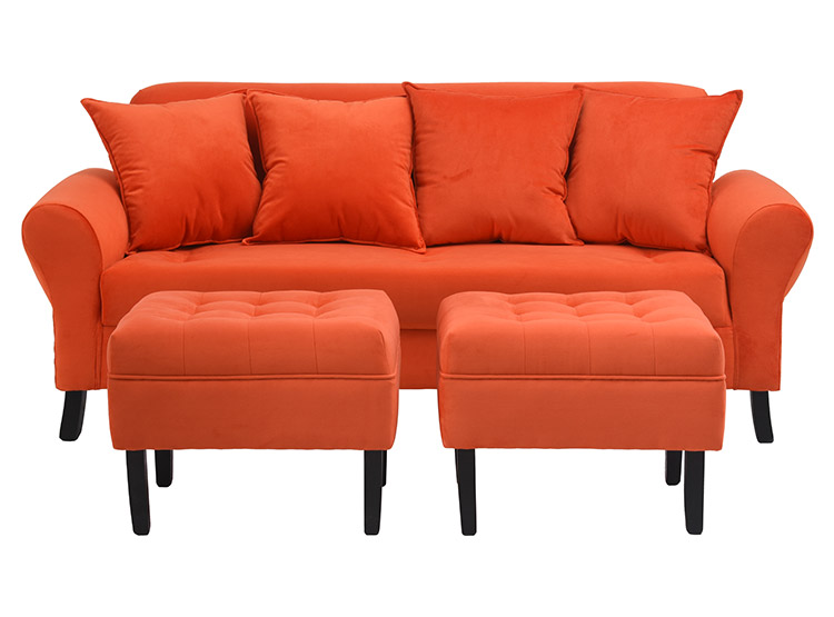 JUEGO DE LIVING BODEVIR SOFA LUA FELPA 3 CUERPOS + 2 POUFS