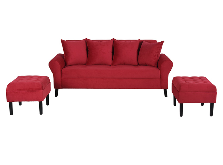 JUEGO DE LIVING BODEVIR SOFA LUA FELPA 3 CUERPOS + 2 POUFS - 2
