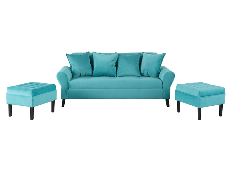 JUEGO DE LIVING BODEVIR SOFA LUA FELPA 3 CUERPOS + 2 POUFS - 2