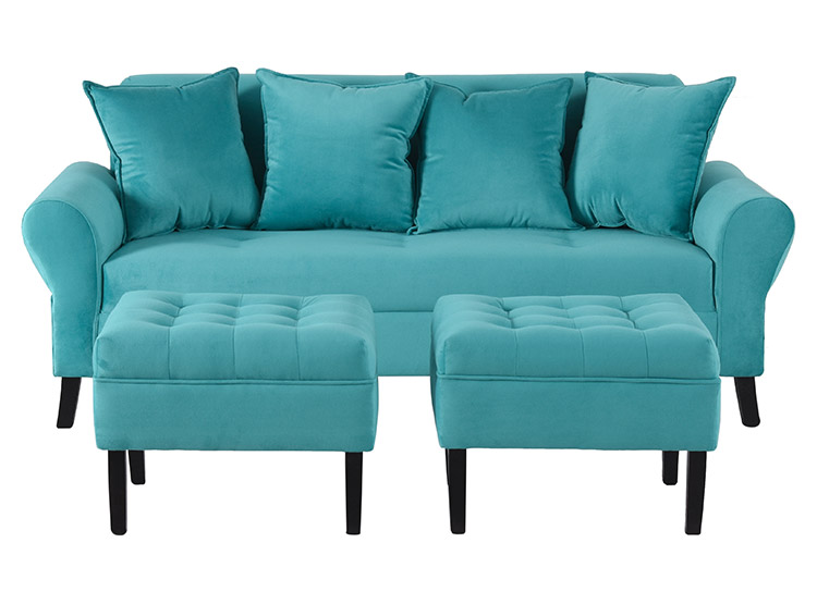 JUEGO DE LIVING BODEVIR SOFA LUA FELPA 3 CUERPOS + 2 POUFS