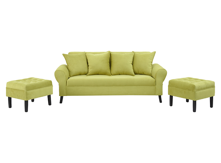 JUEGO DE LIVING BODEVIR SOFA LUA FELPA 3 CUERPOS + 2 POUFS - 2
