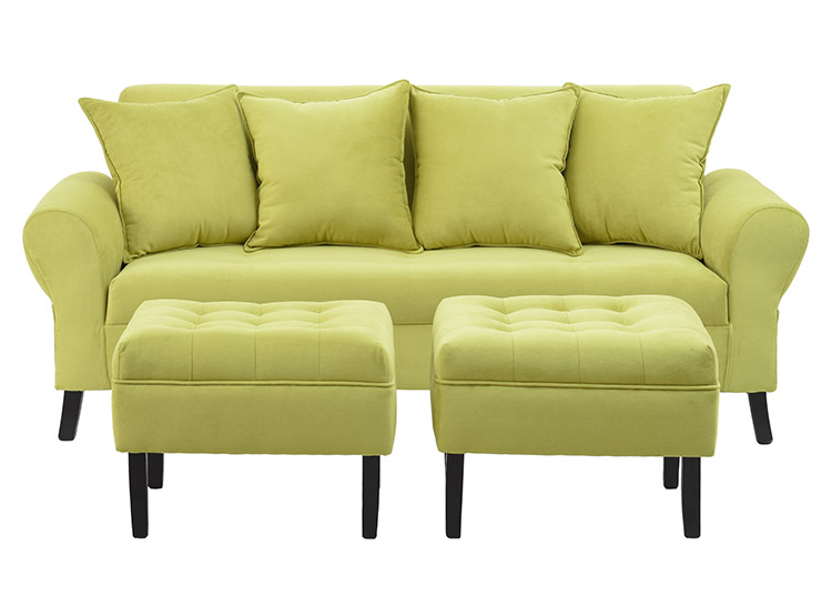 JUEGO DE LIVING BODEVIR SOFA LUA FELPA 3 CUERPOS + 2 POUFS - 1