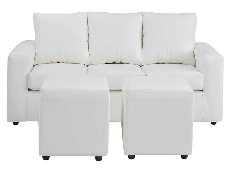 JUEGO DE LIVING BODEVIR SOFA KENDY 3 CUERPOS + 2 POUFS